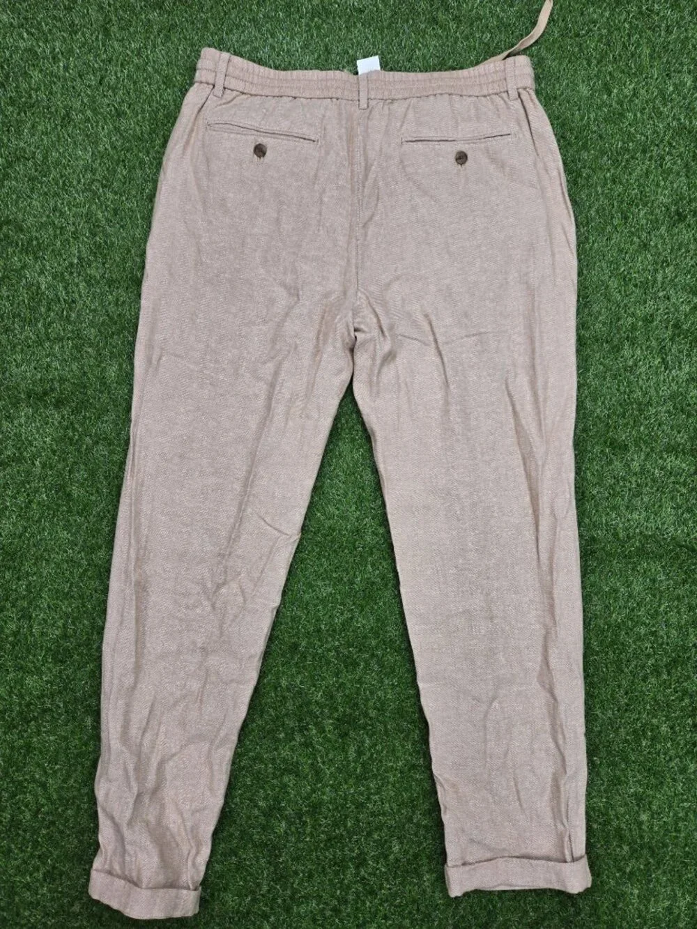 Banana Republic Linen Blend Pants Mens 35x34 FITS 34x31 Athletic Fit Drawstring